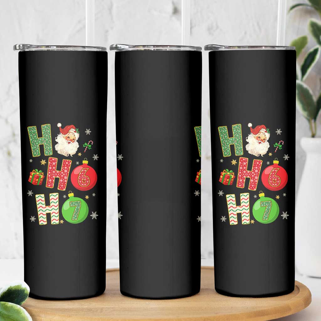 Funny Christmas Santa Ho Ho Ho 67 Skinny Tumbler Six Seven Meme 6 7 Xmas Bauble - Wonder Print Shop