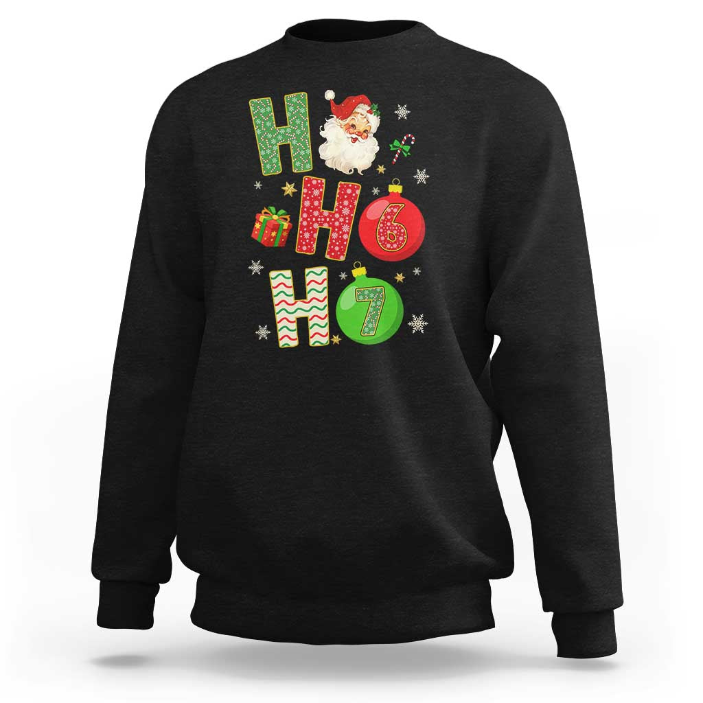 Funny Christmas Santa Ho Ho Ho 67 Sweatshirt Six Seven Meme 6 7 Xmas Bauble - Wonder Print Shop