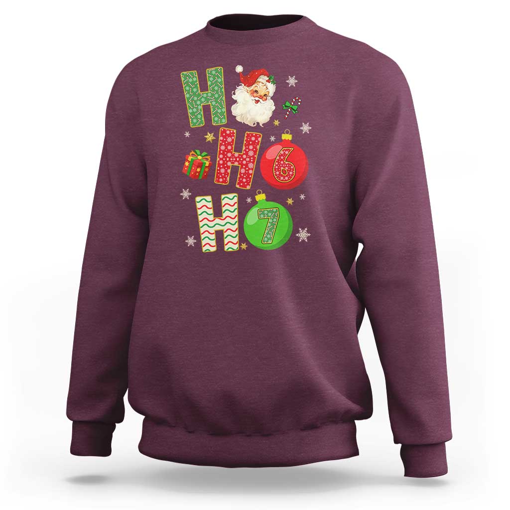 Funny Christmas Santa Ho Ho Ho 67 Sweatshirt Six Seven Meme 6 7 Xmas Bauble - Wonder Print Shop
