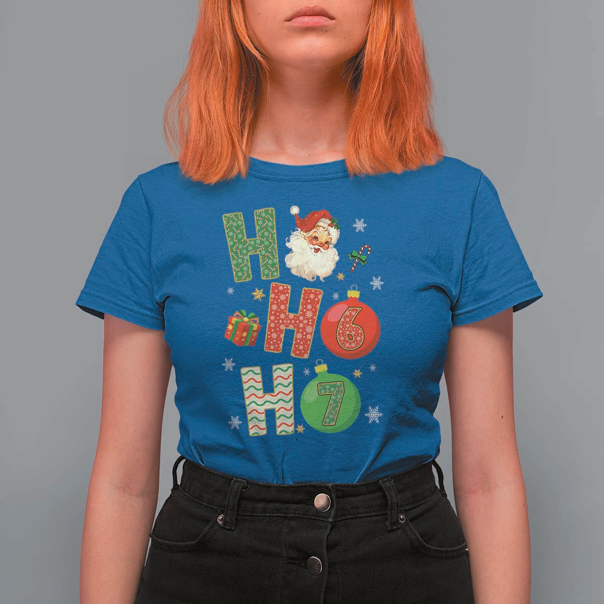 Funny Christmas Santa Ho Ho Ho 67 T Shirt For Women Six Seven Meme 6 7 Xmas Bauble - Wonder Print Shop
