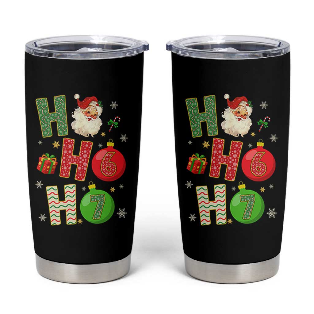 Funny Christmas Santa Ho Ho Ho 67 Tumbler Cup Six Seven Meme 6 7 Xmas Bauble - Wonder Print Shop