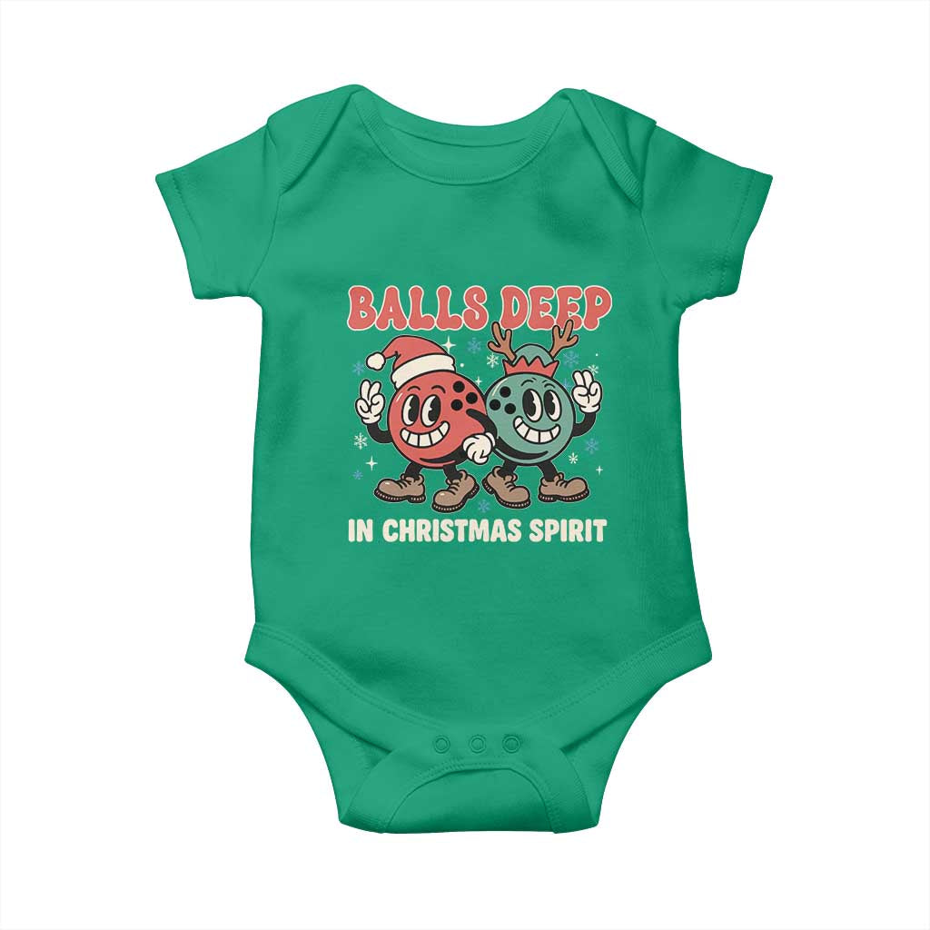 Funny Christmas Bowling Baby Onesie Balls Deep In Christmas Spirit - Wonder Print Shop