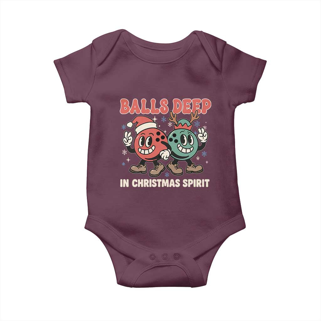 Funny Christmas Bowling Baby Onesie Balls Deep In Christmas Spirit - Wonder Print Shop