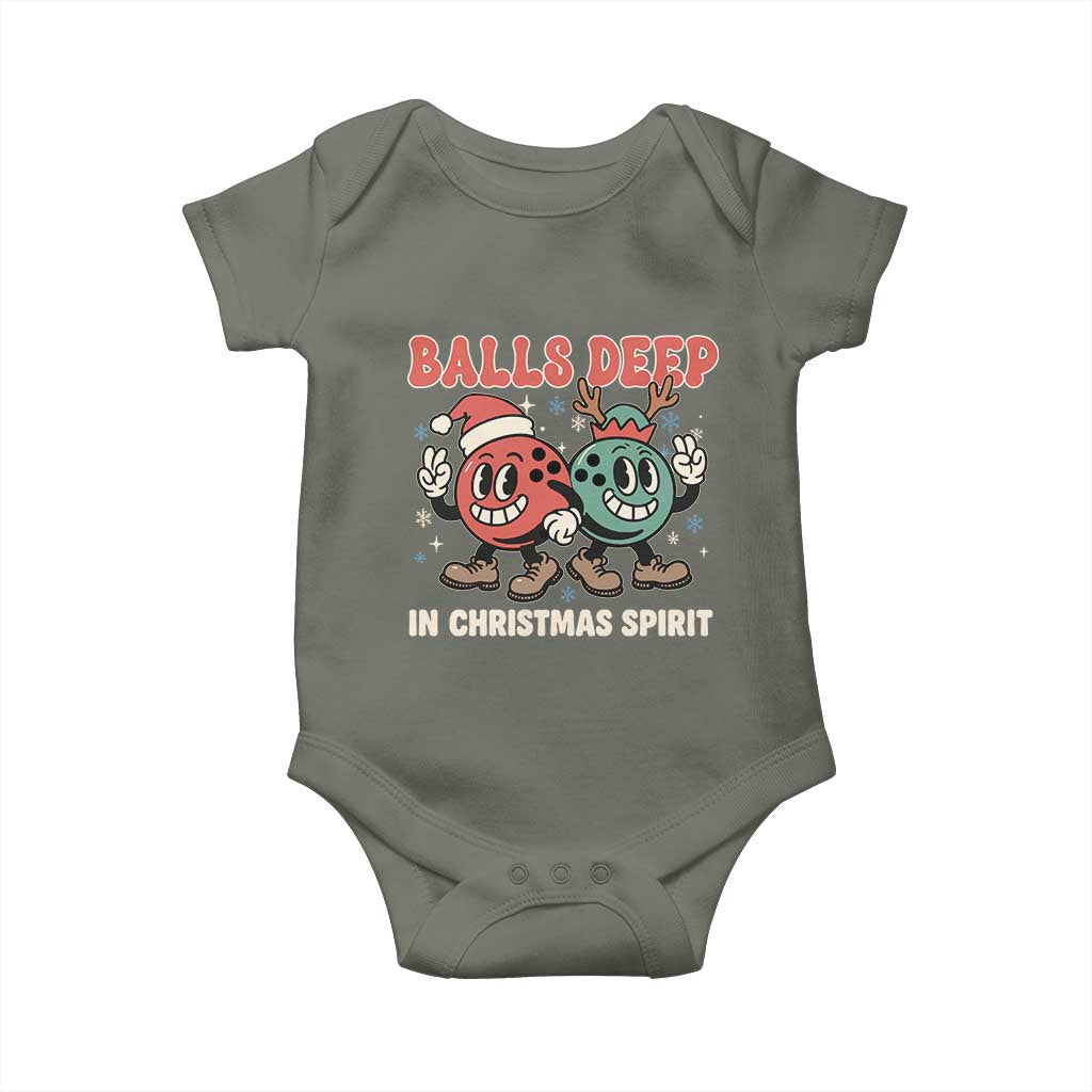 Funny Christmas Bowling Baby Onesie Balls Deep In Christmas Spirit - Wonder Print Shop