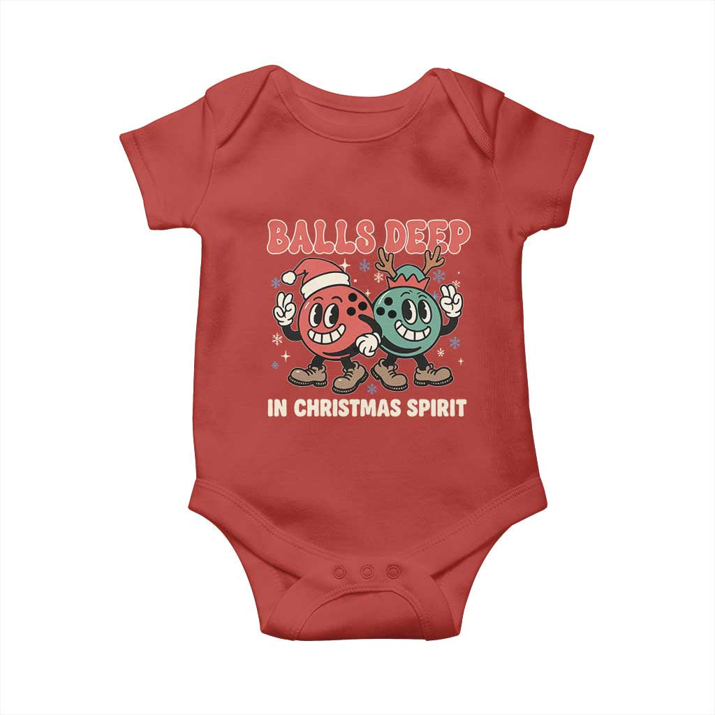 Funny Christmas Bowling Baby Onesie Balls Deep In Christmas Spirit - Wonder Print Shop