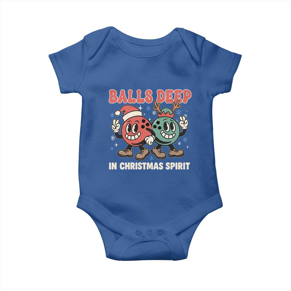 Funny Christmas Bowling Baby Onesie Balls Deep In Christmas Spirit - Wonder Print Shop