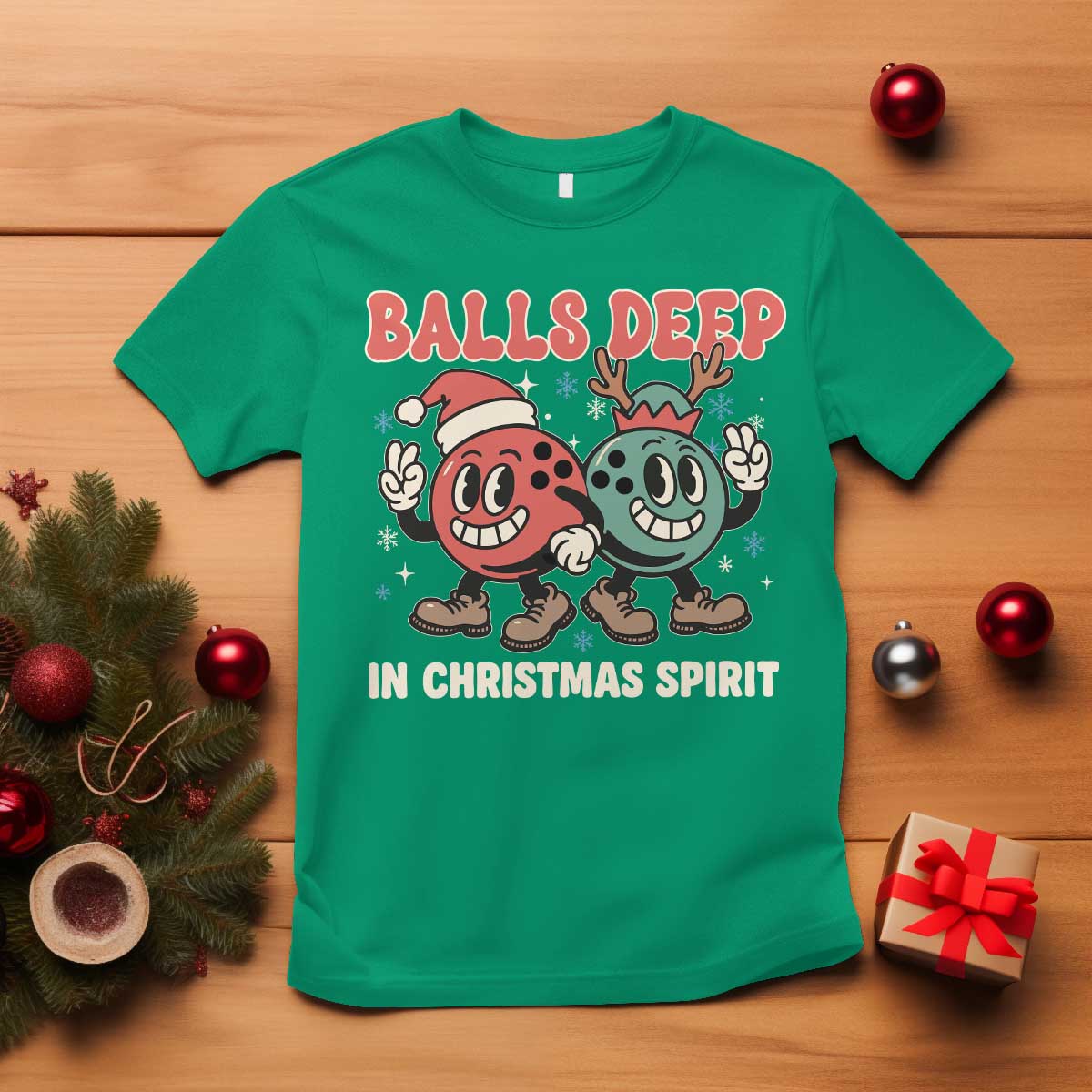 Funny Christmas Bowling T Shirt Balls Deep In Christmas Spirit - Wonder Print Shop