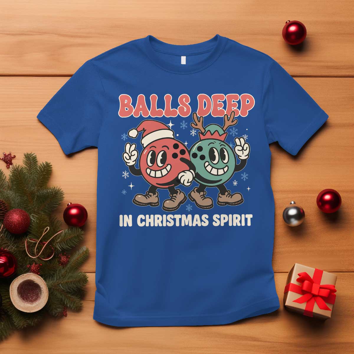 Funny Christmas Bowling T Shirt Balls Deep In Christmas Spirit - Wonder Print Shop