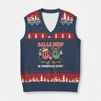 Funny Xmas Bowling V-Neck Knit Sweater Vest Balls Deep In Xmas Spirit - Wonder Print Shop