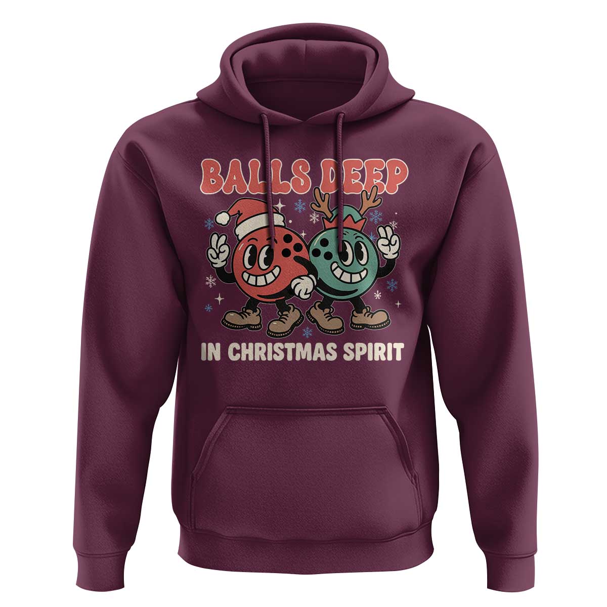 Funny Christmas Bowling Hoodie Balls Deep In Christmas Spirit - Wonder Print Shop
