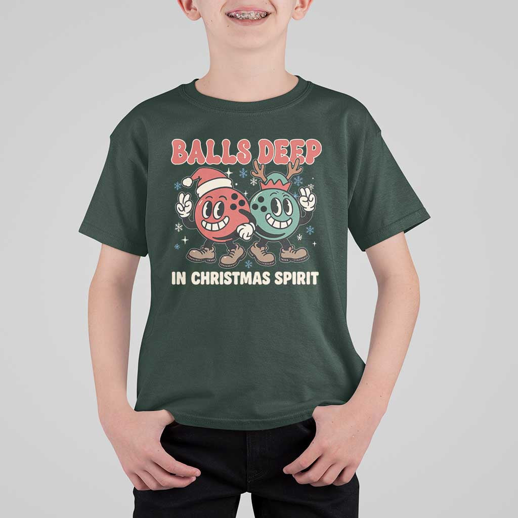 Funny Christmas Bowling T Shirt For Kid Balls Deep In Christmas Spirit - Wonder Print Shop