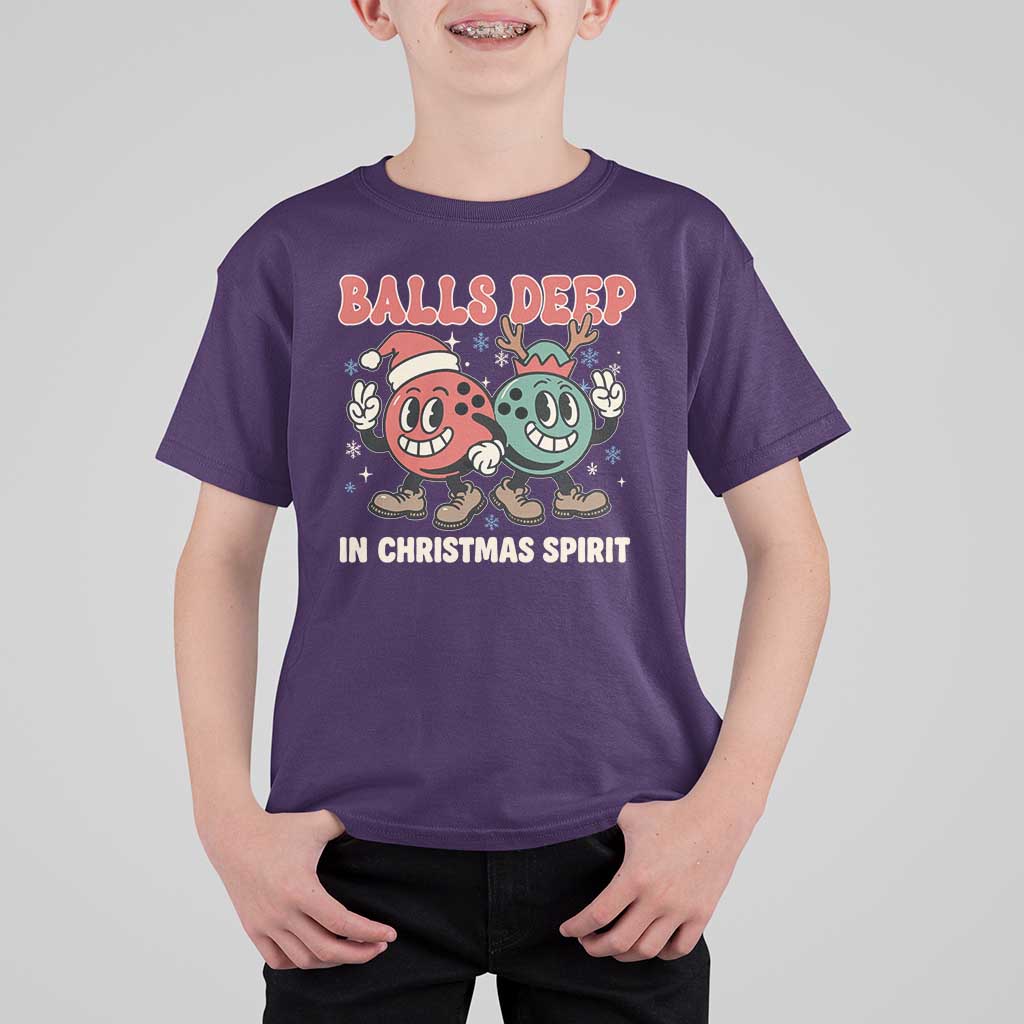 Funny Christmas Bowling T Shirt For Kid Balls Deep In Christmas Spirit - Wonder Print Shop