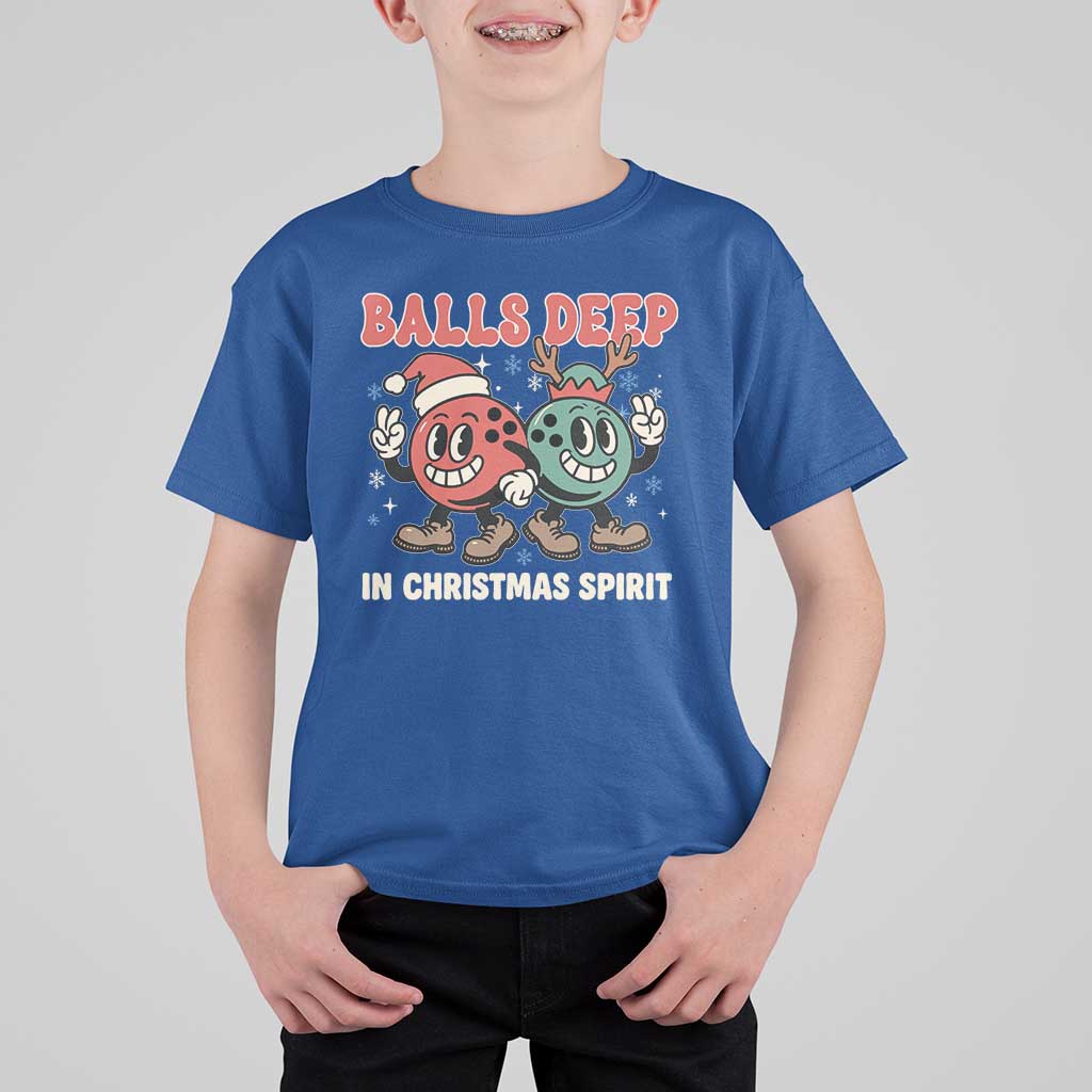 Funny Christmas Bowling T Shirt For Kid Balls Deep In Christmas Spirit - Wonder Print Shop