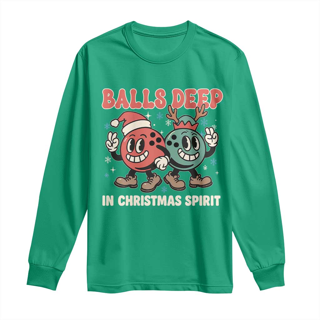 Funny Christmas Bowling Long Sleeve Shirt Balls Deep In Christmas Spirit - Wonder Print Shop