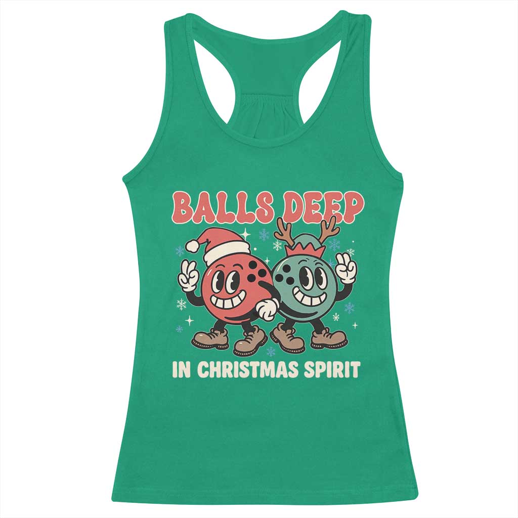 Funny Christmas Bowling Racerback Tank Top Balls Deep In Christmas Spirit - Wonder Print Shop