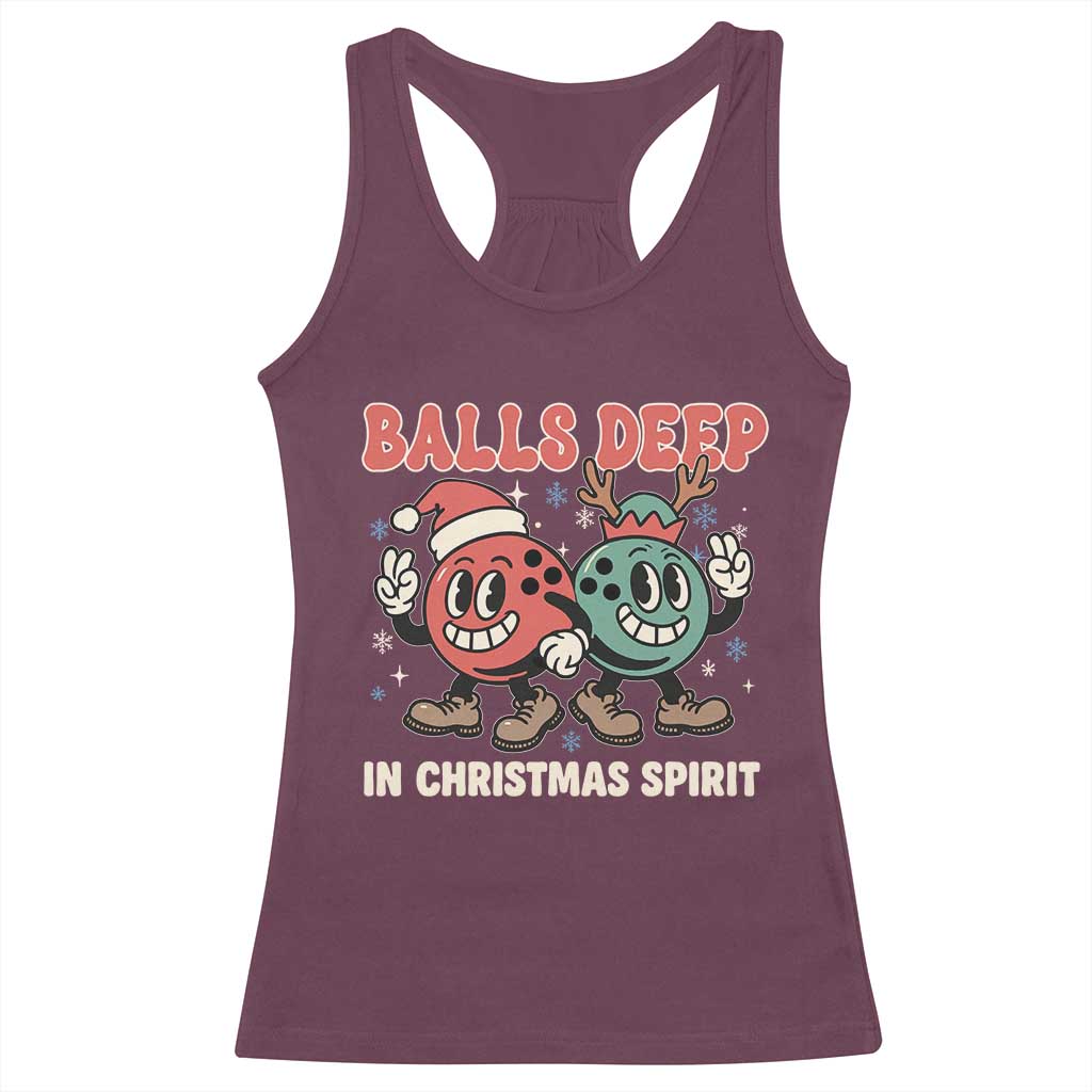 Funny Christmas Bowling Racerback Tank Top Balls Deep In Christmas Spirit - Wonder Print Shop