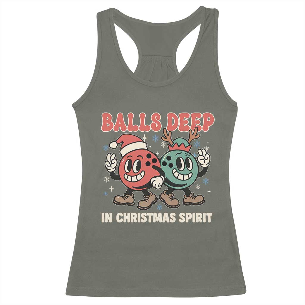 Funny Christmas Bowling Racerback Tank Top Balls Deep In Christmas Spirit - Wonder Print Shop