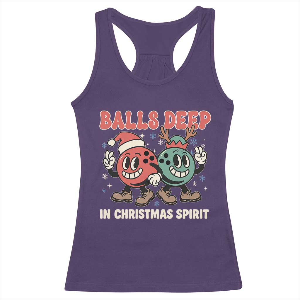 Funny Christmas Bowling Racerback Tank Top Balls Deep In Christmas Spirit - Wonder Print Shop