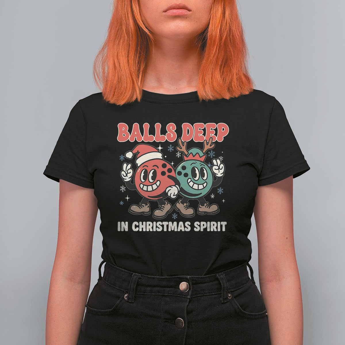 Funny Christmas Bowling T Shirt For Women Balls Deep In Christmas Spirit - Wonder Print Shop
