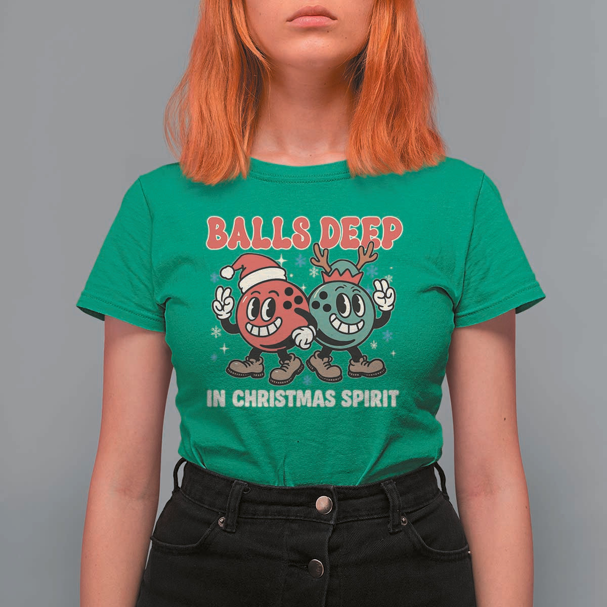 Funny Christmas Bowling T Shirt For Women Balls Deep In Christmas Spirit - Wonder Print Shop