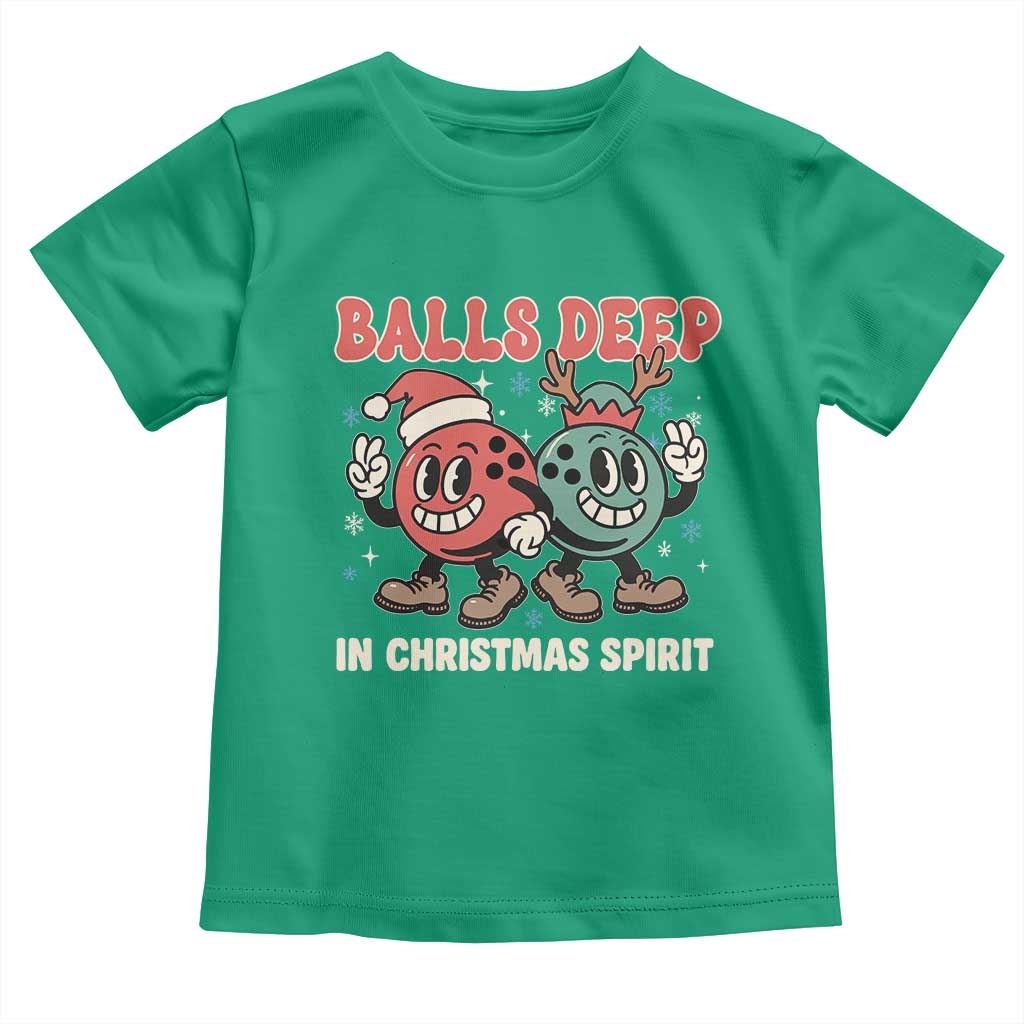 Funny Christmas Bowling Toddler T Shirt Balls Deep In Christmas Spirit - Wonder Print Shop