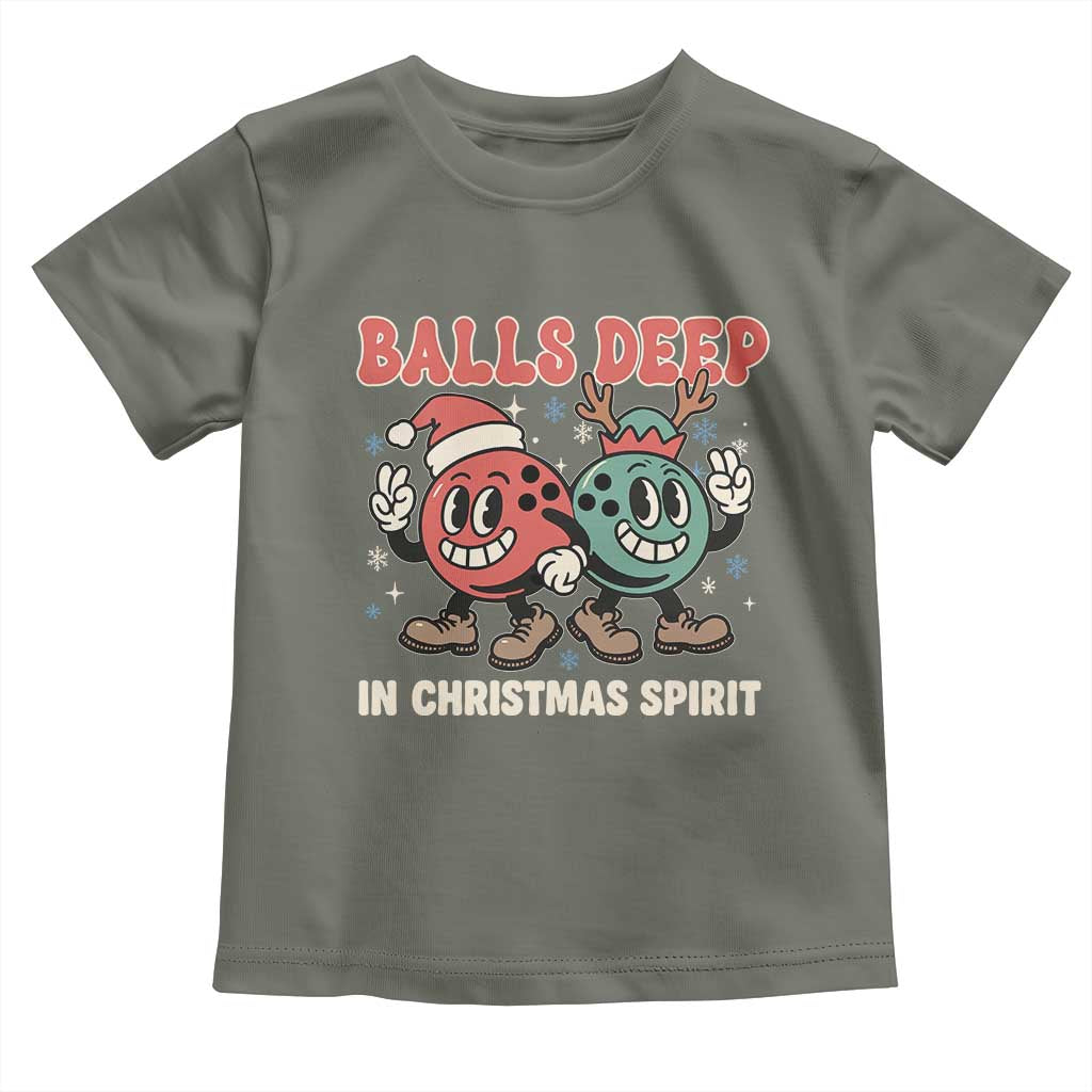 Funny Christmas Bowling Toddler T Shirt Balls Deep In Christmas Spirit - Wonder Print Shop