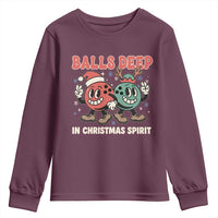 Funny Christmas Bowling Youth Sweatshirt Balls Deep In Christmas Spirit - Wonder Print Shop