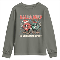 Funny Christmas Bowling Youth Sweatshirt Balls Deep In Christmas Spirit - Wonder Print Shop