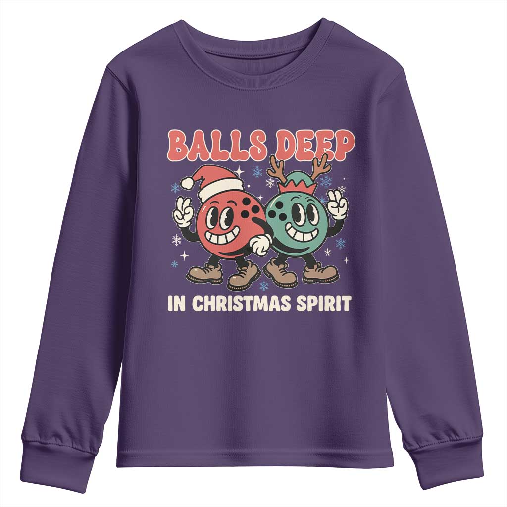 Funny Christmas Bowling Youth Sweatshirt Balls Deep In Christmas Spirit - Wonder Print Shop