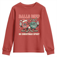 Funny Christmas Bowling Youth Sweatshirt Balls Deep In Christmas Spirit - Wonder Print Shop