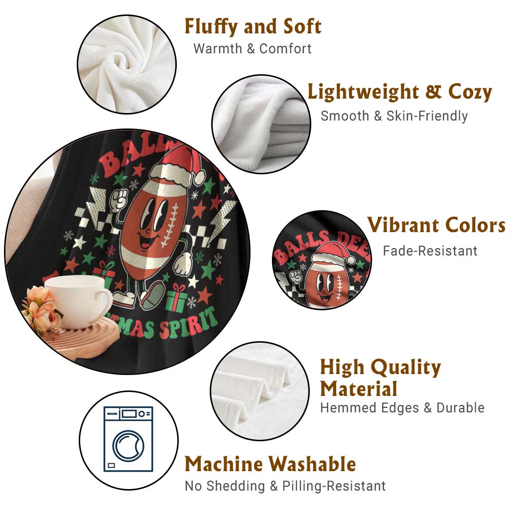 Funny Xmas American Football Throw Blanket Balls Deep In Christmas Spirit Game Day - Wonder Print Shop