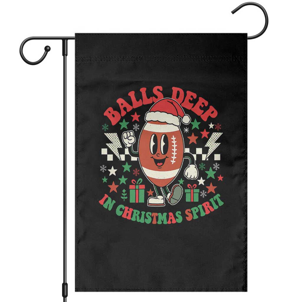 Funny Xmas American Football Garden Flag Balls Deep In Christmas Spirit Game Day - Wonder Print Shop