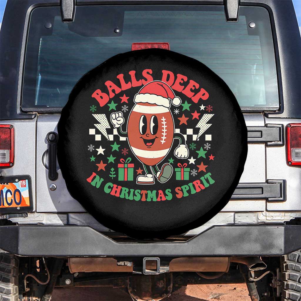 Funny Xmas American Football Spare Tire Cover Balls Deep In Christmas Spirit Game Day - Wonder Print Shop
