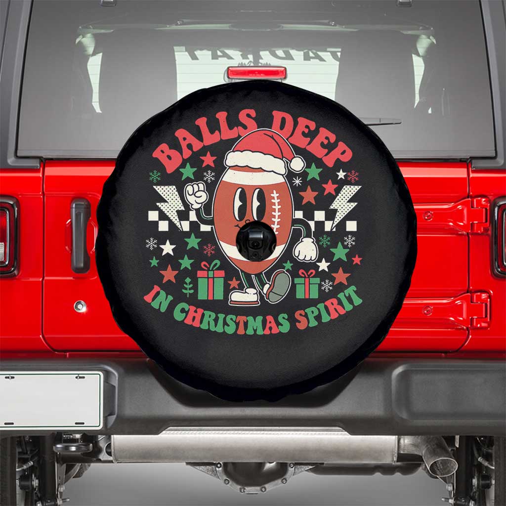 Funny Xmas American Football Spare Tire Cover Balls Deep In Christmas Spirit Game Day - Wonder Print Shop