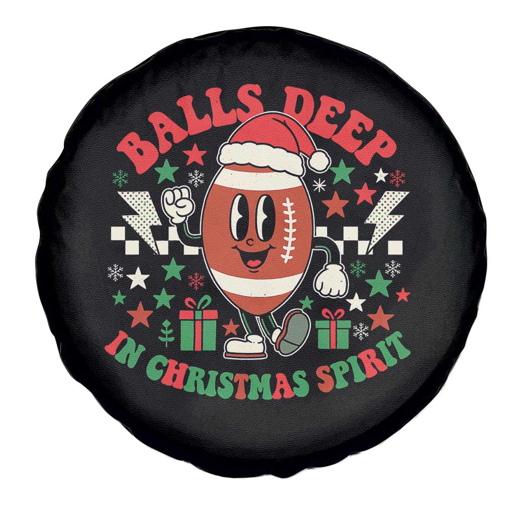 Funny Xmas American Football Spare Tire Cover Balls Deep In Christmas Spirit Game Day - Wonder Print Shop