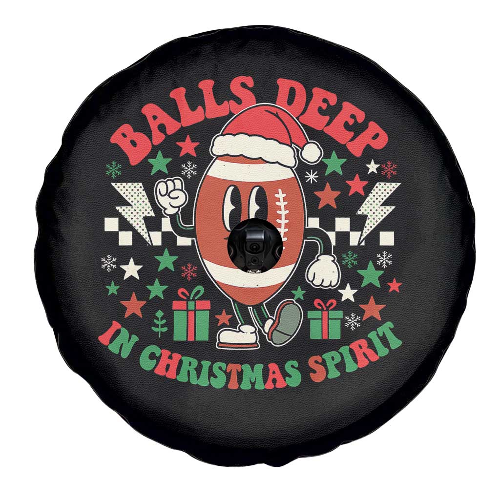 Funny Xmas American Football Spare Tire Cover Balls Deep In Christmas Spirit Game Day - Wonder Print Shop