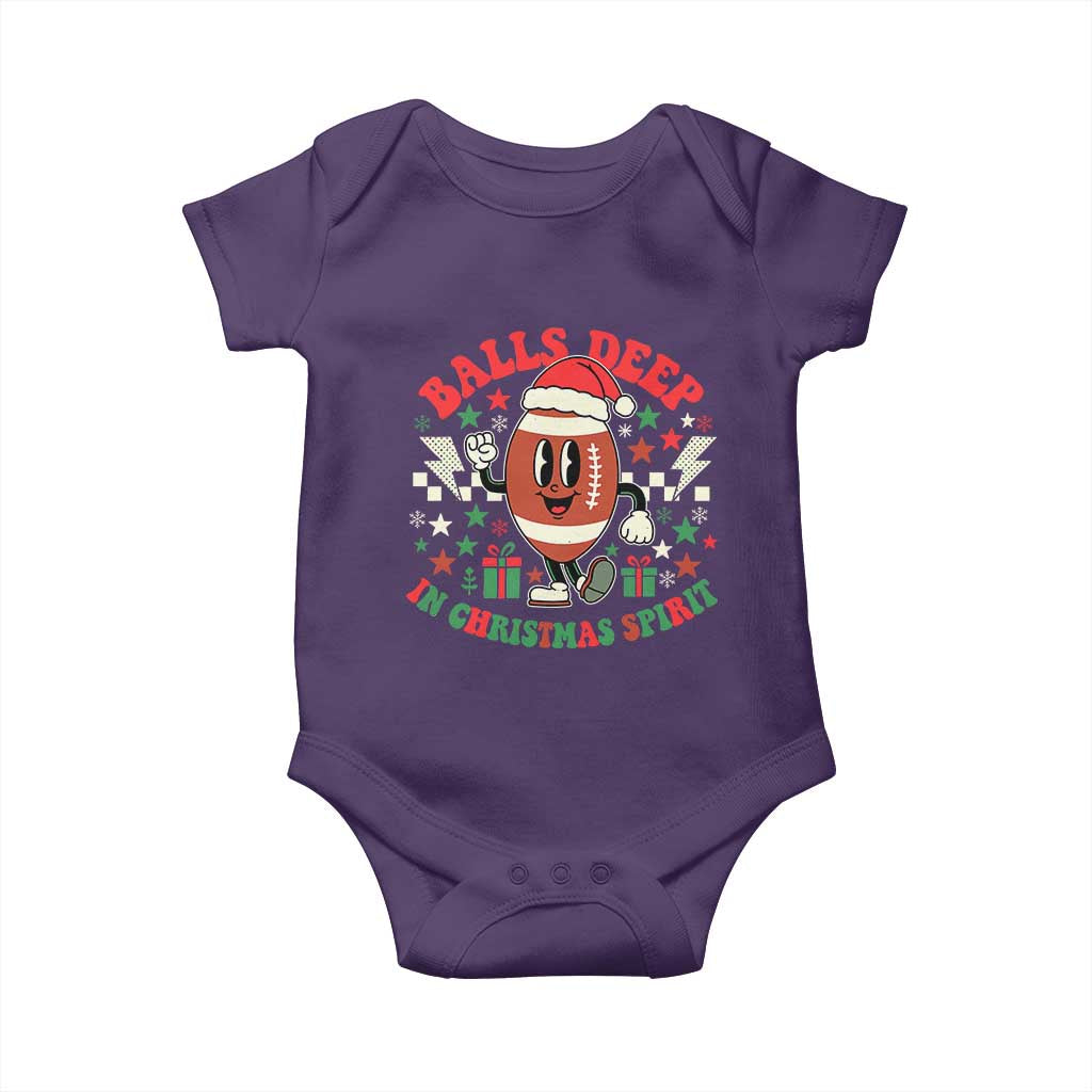 Funny Xmas American Football Baby Onesie Balls Deep In Christmas Spirit Game Day - Wonder Print Shop