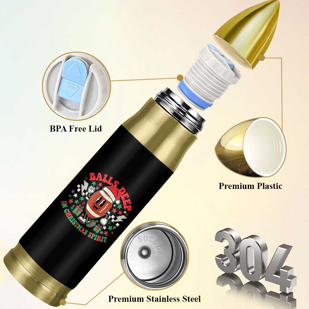 Funny Xmas American Football Bullet Tumbler Balls Deep In Christmas Spirit Game Day - Wonder Print Shop