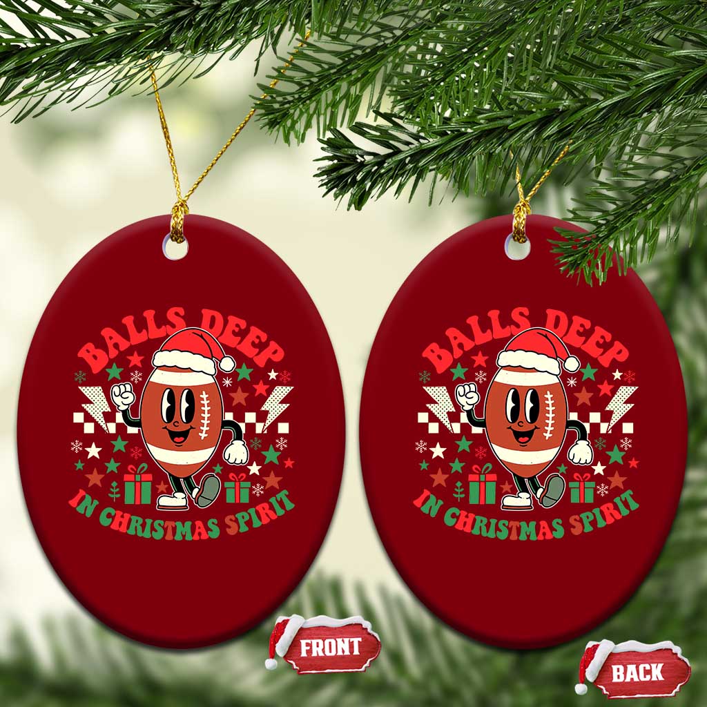 Funny Xmas American Football Ceramic Ornament Balls Deep In Christmas Spirit Game Day - Wonder Print Shop