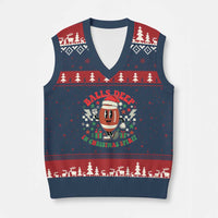 Funny Xmas American Football V-Neck Knit Sweater Vest Balls Deep In Xmas Spirit Game Day - Wonder Print Shop