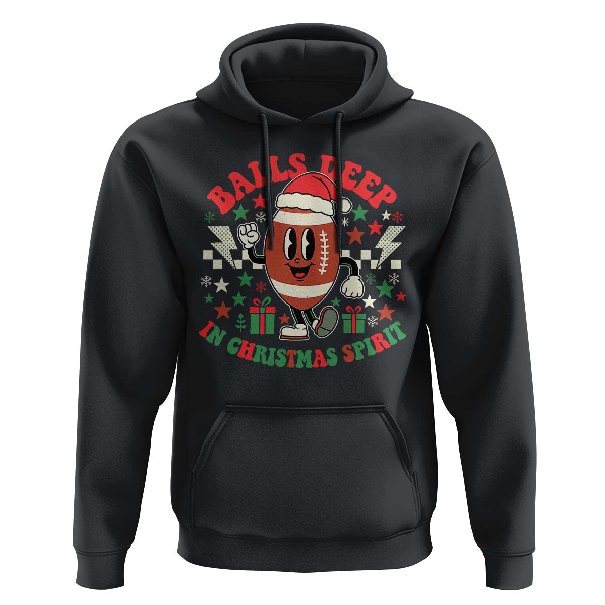 Funny Xmas American Football Hoodie Balls Deep In Christmas Spirit Game Day - Wonder Print Shop