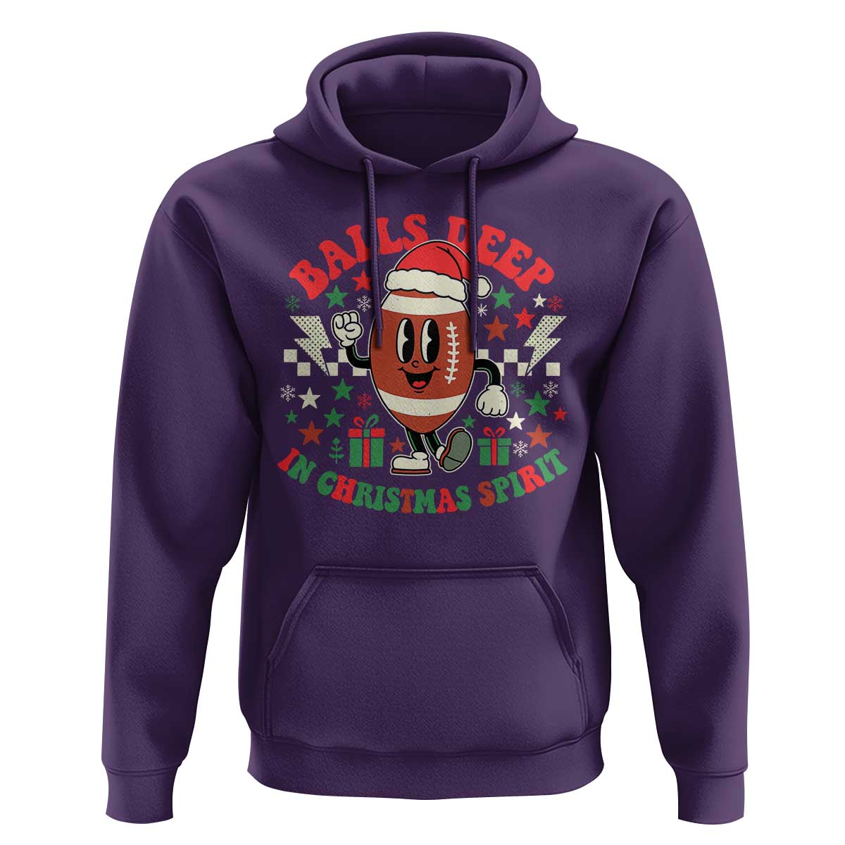 Funny Xmas American Football Hoodie Balls Deep In Christmas Spirit Game Day - Wonder Print Shop