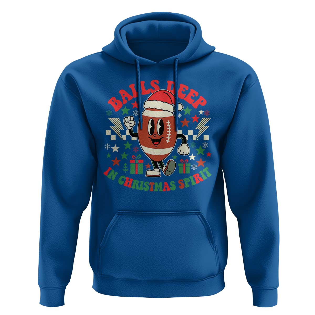 Funny Xmas American Football Hoodie Balls Deep In Christmas Spirit Game Day - Wonder Print Shop