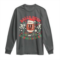 Funny Xmas American Football Long Sleeve Shirt Balls Deep In Christmas Spirit Game Day - Wonder Print Shop