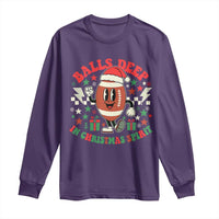 Funny Xmas American Football Long Sleeve Shirt Balls Deep In Christmas Spirit Game Day - Wonder Print Shop