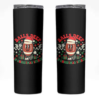 Funny Xmas American Football Skinny Tumbler Balls Deep In Christmas Spirit Game Day - Wonder Print Shop
