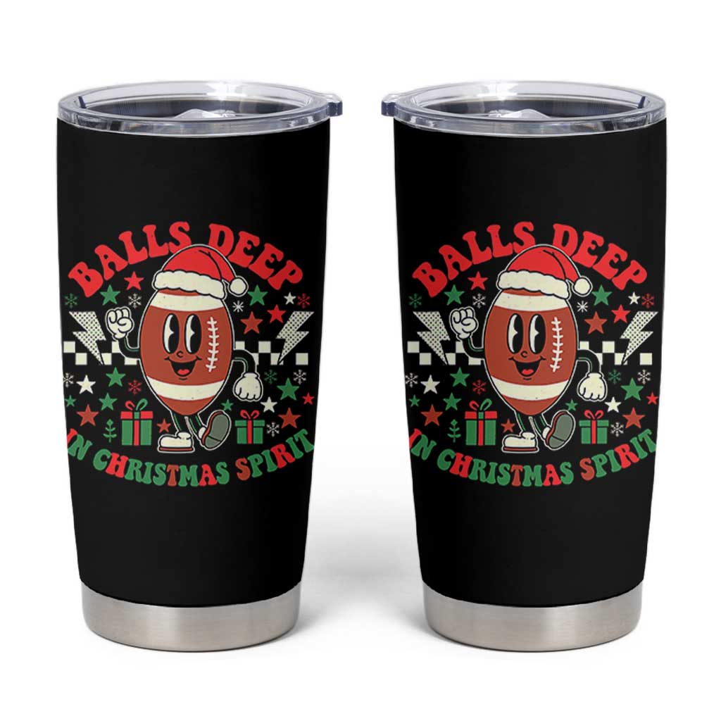 Funny Xmas American Football Tumbler Cup Balls Deep In Christmas Spirit Game Day - Wonder Print Shop