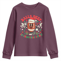 Funny Xmas American Football Youth Sweatshirt Balls Deep In Christmas Spirit Game Day - Wonder Print Shop