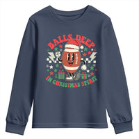 Funny Xmas American Football Youth Sweatshirt Balls Deep In Christmas Spirit Game Day - Wonder Print Shop