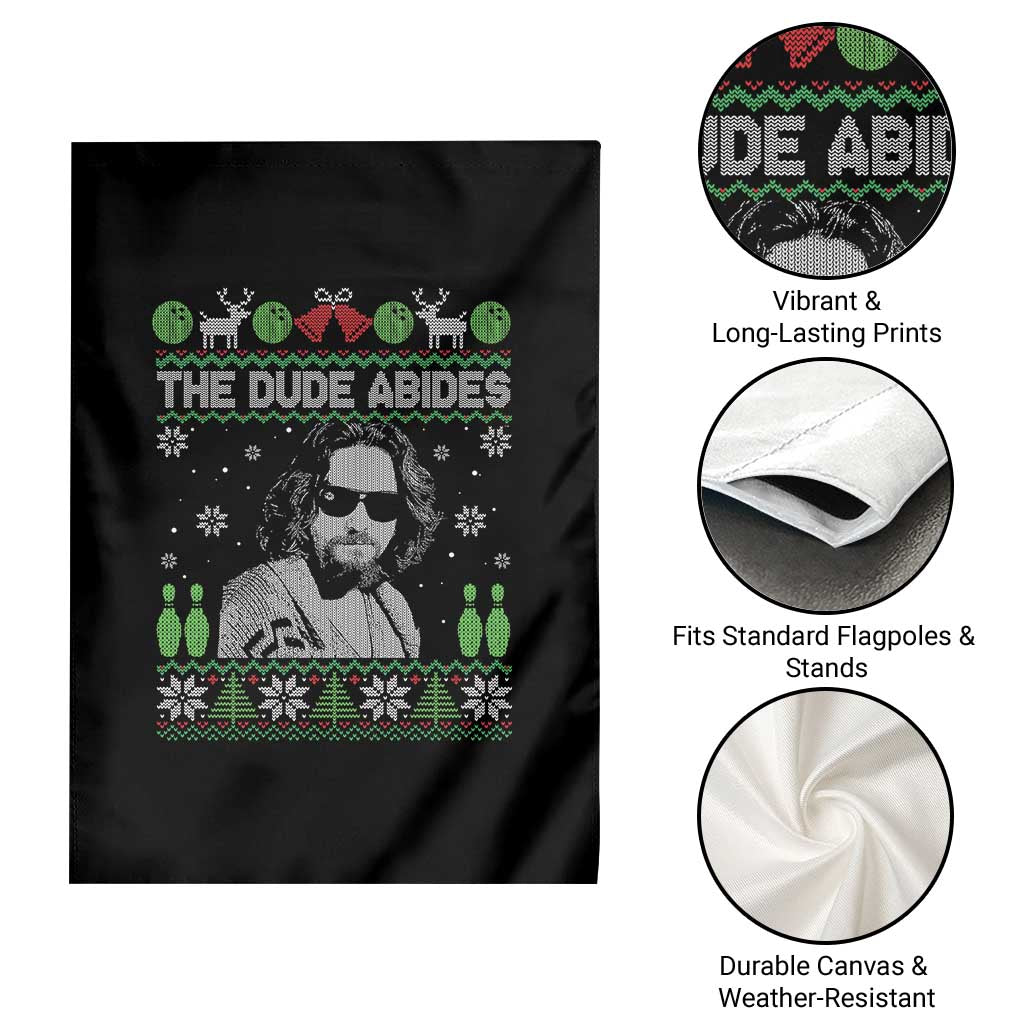 The Dude Abides Christmas Bowling Garden Flag Funny Bowling Movie - Wonder Print Shop